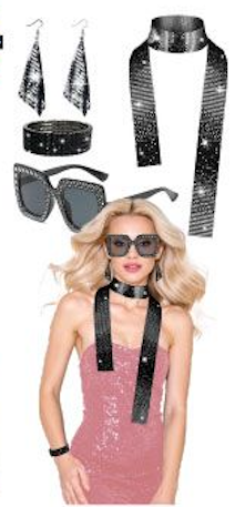 Girl wearing disco bling accessories