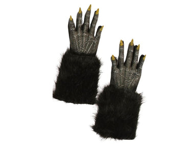 16-inch adult werewolf gloves in grey, brown, or black – Halloween costume accessory for animal or monster outfits