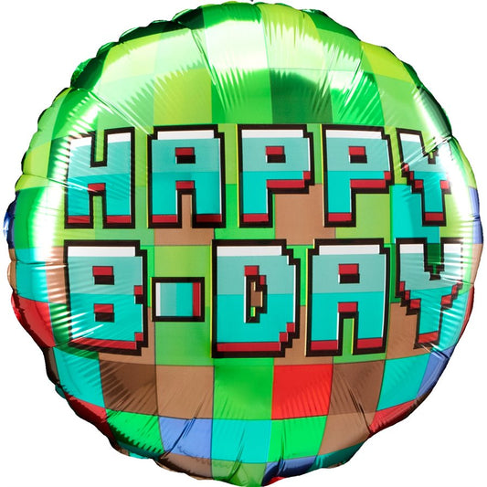 Anagram - Ballon Mylar 18po - Happy B-Day - Minecraft - Party Shop