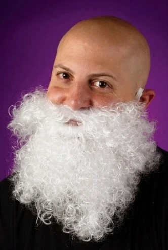 Big and curly beard for adults with elastic ear loops – available in white, black, grey, or auburn – perfect costume accessory for Halloween or cosplay - Funworld - Party Shop