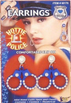 Boucles D'Oreilles - Menottes Bleu Avec Diamants - Party Shop