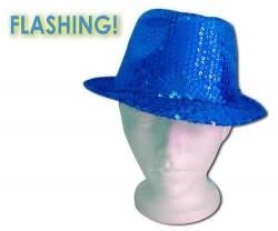 Chapeau Lumineux En Sequin Bleu - Party Shop