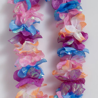 Collier Hawaïen - Rose, Mauve, Bleu Et Tangerine Iridescent - Party Shop