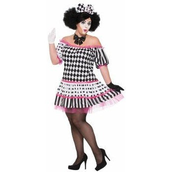 Costume Adulte - Clown Harlequin Taille Plus - Party Shop