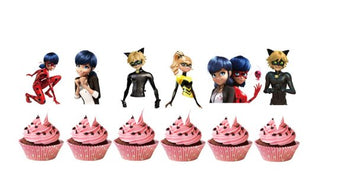 Décorations À Cupcake Ou Gateau (24) - Miraculous Ladybug - Party Shop