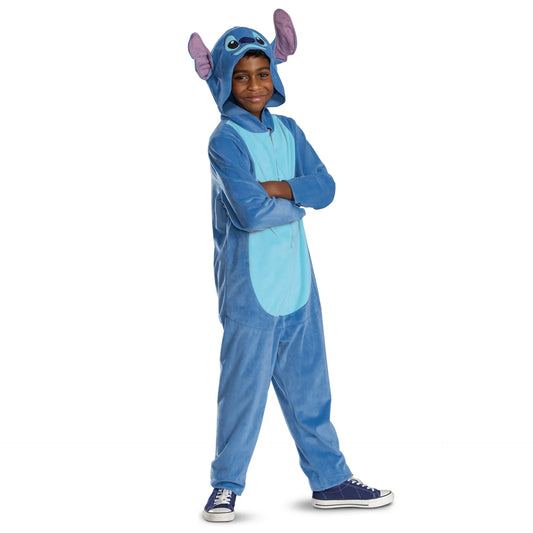 Disney Stitch kids hooded jumpsuit costume with ears and face. Soft, comfortable, perfect for Halloween, cosplay, or themed party. - Disguise - Party Shop