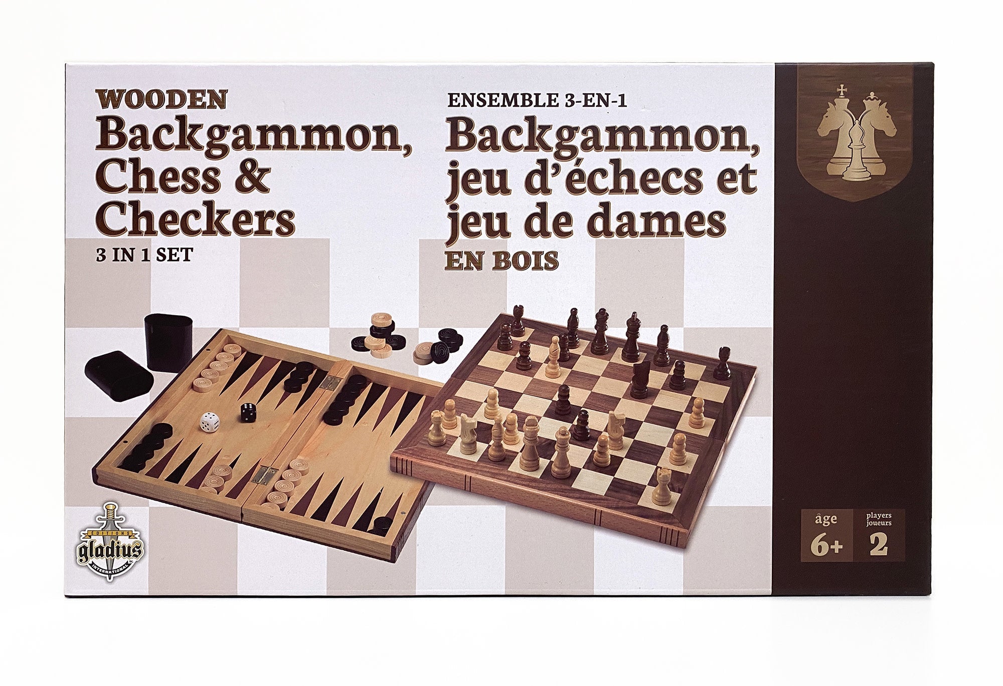 Ensemble 3-1 Backgammon Echecs Et Dame - Party Shop