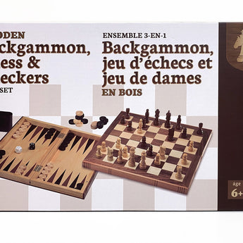 Ensemble 3-1 Backgammon Echecs Et Dame - Party Shop