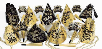 Kit De Party - Happy New Year Or Et Noir - 10 Personnes - Party Shop