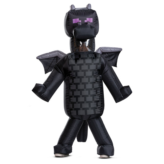 Minecraft Ender Dragon inflatable kids costume with battery-powered fan – perfect for Halloween or themed parties (batteries not included).