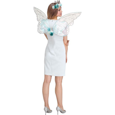 Opaline shimmer fairy wings for adults with sparkly fabric and floral details – perfect for magical costumes, Halloween, or fantasy events - Funworld - Party Shop
