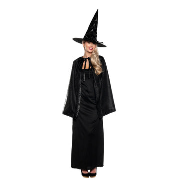Underwrpas - Black witch cape and hat set – Classic Halloween costume accessories for women, teens and kids. Perfect for carnival, cosplay, stage shows and parties- Party shop