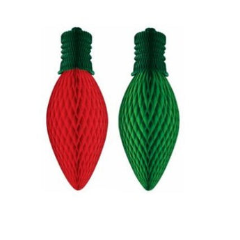 Ampoule De Noël En Papier 3D Vert Ou Rouge 36Po (1) - Party Shop