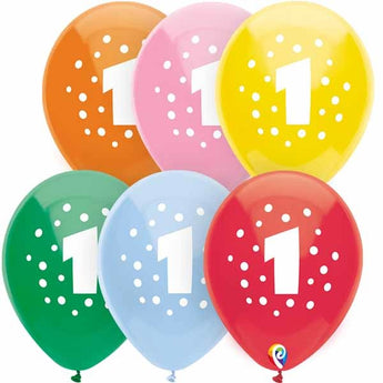 Sac De 8 Ballons Funsational - Chiffre 1 - Party Shop