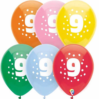 Sac De 8 Ballons Funsational - Chiffre 9 - Party Shop