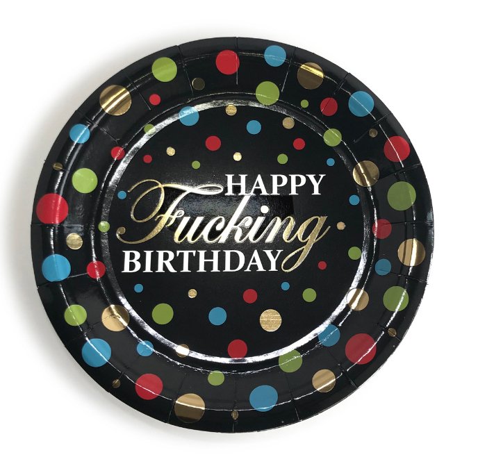 Assiettes 7.5Po (8) - Happy Fucking Birthday - Party Shop