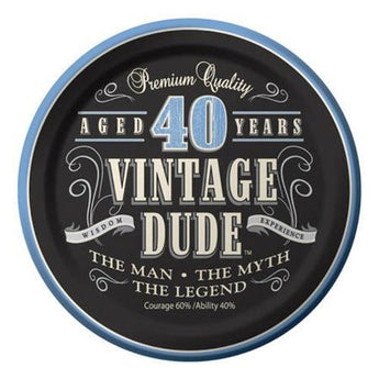 Assiettes 7Po (8) - Vintage Dude 40 - Party Shop