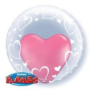 Ballon Bubble Déco 24'' - Coeurs - Party Shop
