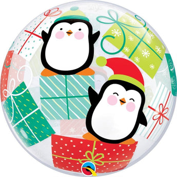 Ballon Bubbles Noel - Pingouin Et Cadeaux - Party Shop