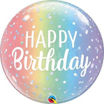 Ballon Mylar Bubbles - Happy Birthday Arc-En-Ciel - Party Shop