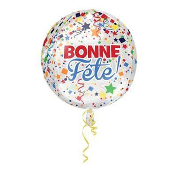 Ballon Mylar Orbz - Bonne Fête Festif (Transparent) - Party Shop