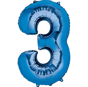 Ballon Mylar Supershape - Nombre 3 Bleu - Party Shop