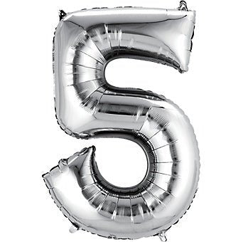 Ballon Mylar Supershape - Nombre 5 Argent - Party Shop