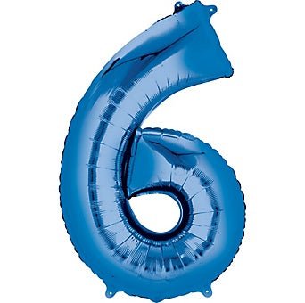 Ballon Mylar Supershape - Nombre 6 Bleu - Party Shop