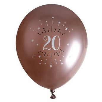 Ballons Latex 12" Rose Gold (6) - 20 Ans - Party Shop