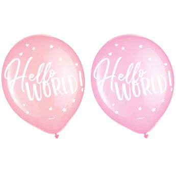 Ballons Latex 12Po (15) - "Hello World" Rose - Party Shop