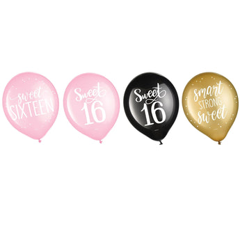 Ballons Latex 12Po (15) - Sweet Sixteen Couleurs Assorties - Party Shop