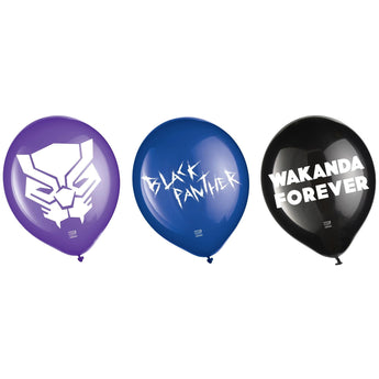 BALLONS LATEX 12PO (6) - MARVEL BLACK PANTHER - Party Shop