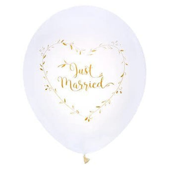 Ballons Latex 9" - Just Married Or (8) - Party Shop