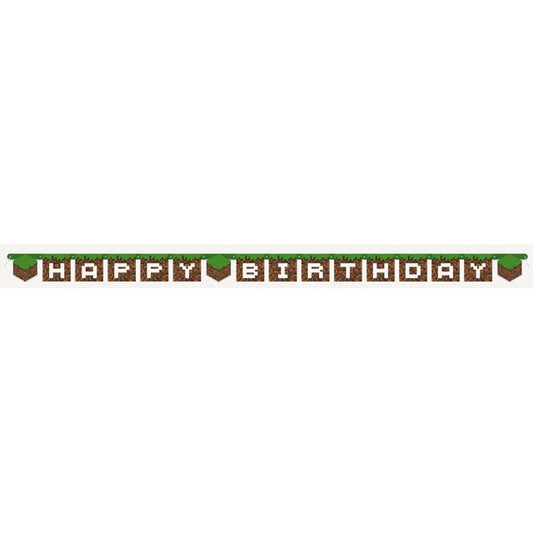 Unique - Bannière Happy Birthday - Minecraft - Party Shop