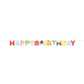 Bannière Happy Birthday - Animaux De La Ferme - Party Shop
