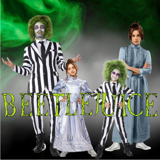 Collection de costumes et perruques pour adultes et enfants sur le thème du célèbre film Beetlejuice