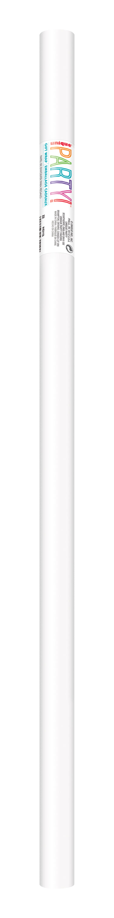 Unique - Papier cadeau Blanc 30" x 5 ft - Party Shop