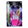 KBW Global - 80s accessories set with gloves, necklace, earrings, retro glasses and hair clip. Neon costume kit perfect for Halloween, retro disco parties and festivals - Party Shop