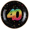 Santex - Assiettes 9Po (6) -  Multicouleurs 40 Ans - Party Shop