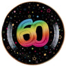 Santex - Assiettes 9Po (6) -  Multicouleurs 60 Ans - Party Shop