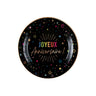 Santex - Assiettes 7po Joyeux Anniversaire Festicolor Noir (6) - Party Shop