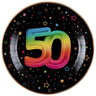 Santex - Assiettes 9Po (6) -  Multicouleurs 50 Ans - Party Shop
