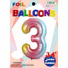 TRICO BALLOON - Ballon Mylar Supershape - Nombre 3 Multicolore Pastel - Party Shop