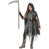 Bone Reaper child costume including hooded cape dress and sleevelets