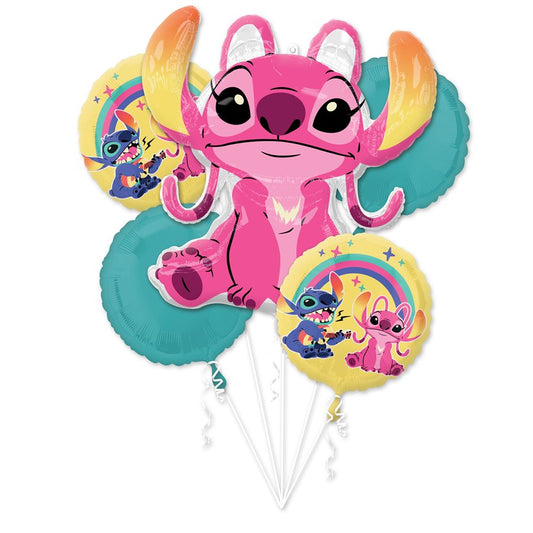Bouquet De 5 Ballons Mylar - Angel et Stitch