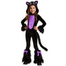 Chic kitten child costume including hooded jumpsuit tail and boot covers
