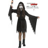 Glitter bling Ghost Face black child costume with mask hooded dress and belt