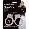 Rhinestone handcuffs silver look with two keys costume accessory
