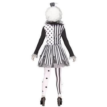 FUN WORLD - Adult Killer Clown costume with dress, hat, and footless tights – scary Halloween outfit perfect for costume parties and horror cosplay - Party Shop