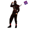 Adult ninja costume with hood, mask, t-shirt, belt with sash and pants. Perfect for Halloween, cosplay, carnival or martial arts themed party. - MOM - Party Shop